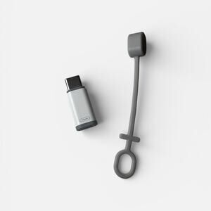 iPhone Lightning Port to USB-C Gray Adapter with Strap Photo & Data Transfer NWT